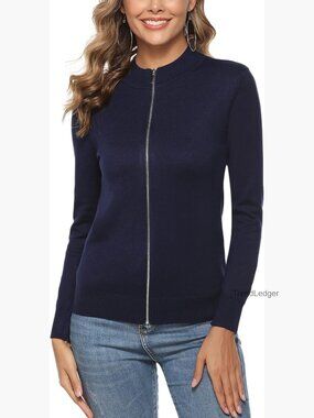 Lightweight Zip Front Cardigan Sweater Long Sleeve Knitted Casual